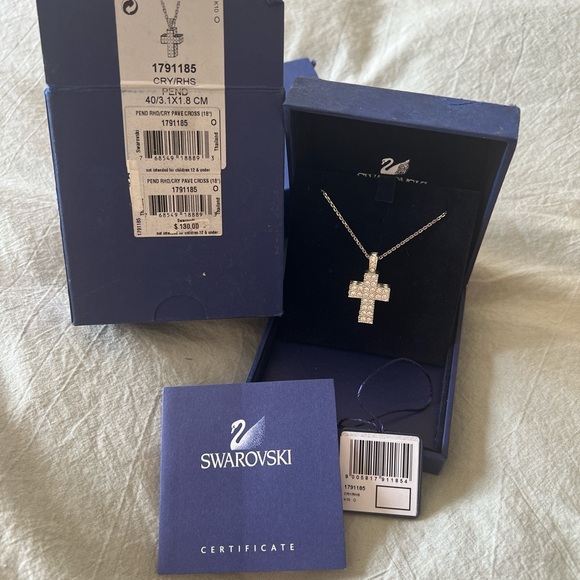 Swarovski Silver Crystal Cross Necklace - Picture 1 of 10